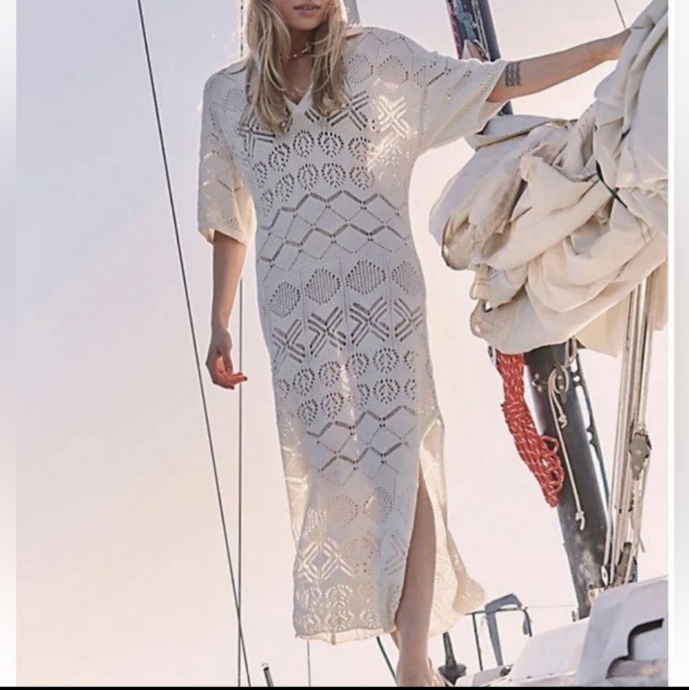 NWOT FP BEACH Islamorada Fauxchet Sweater Maxi Dress